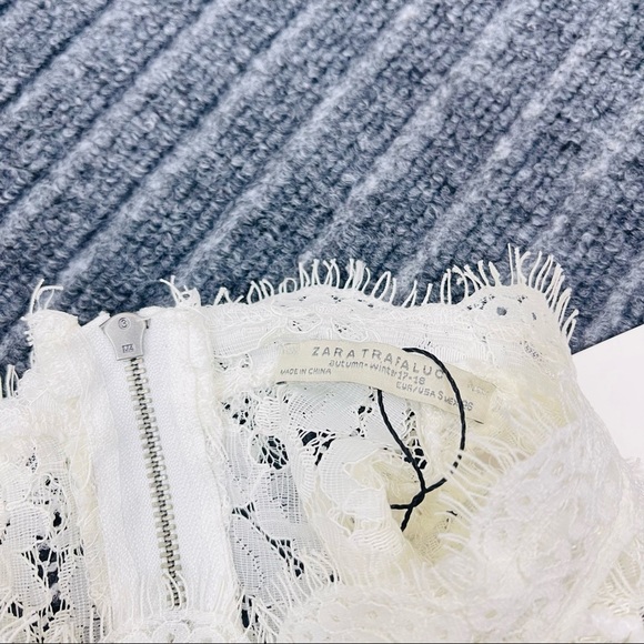 ZARA Back Zip Brocade Lace Crop Top Size S In Ivory NWT - Picture 10 of 12